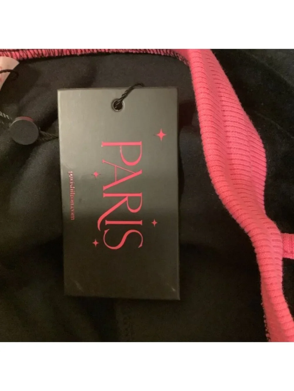 Paris Hilton Size XL Velour Black/Pink Shorts W Slit Pockets, New With Tags - Picture 5 of 7